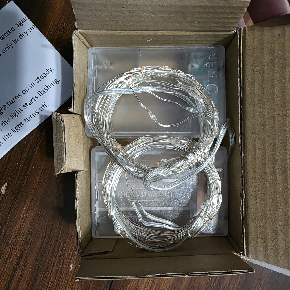 Battery-Powered Clear Wire LED String Lights - Warm Orange And Purple